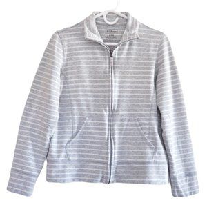 LL BEAN Ultrasoft Sweats, Full-Zip Mock-Neck Jacket Stripe